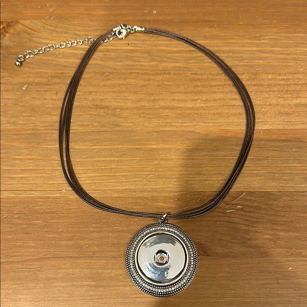 Style Dots Brown Cord Necklace with Silver Pendant